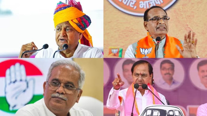 BJP Set For Win In Madhya Pradesh. Rajasthan, Chhattisgarh In Assembly Polls; Congress Takes Telangana